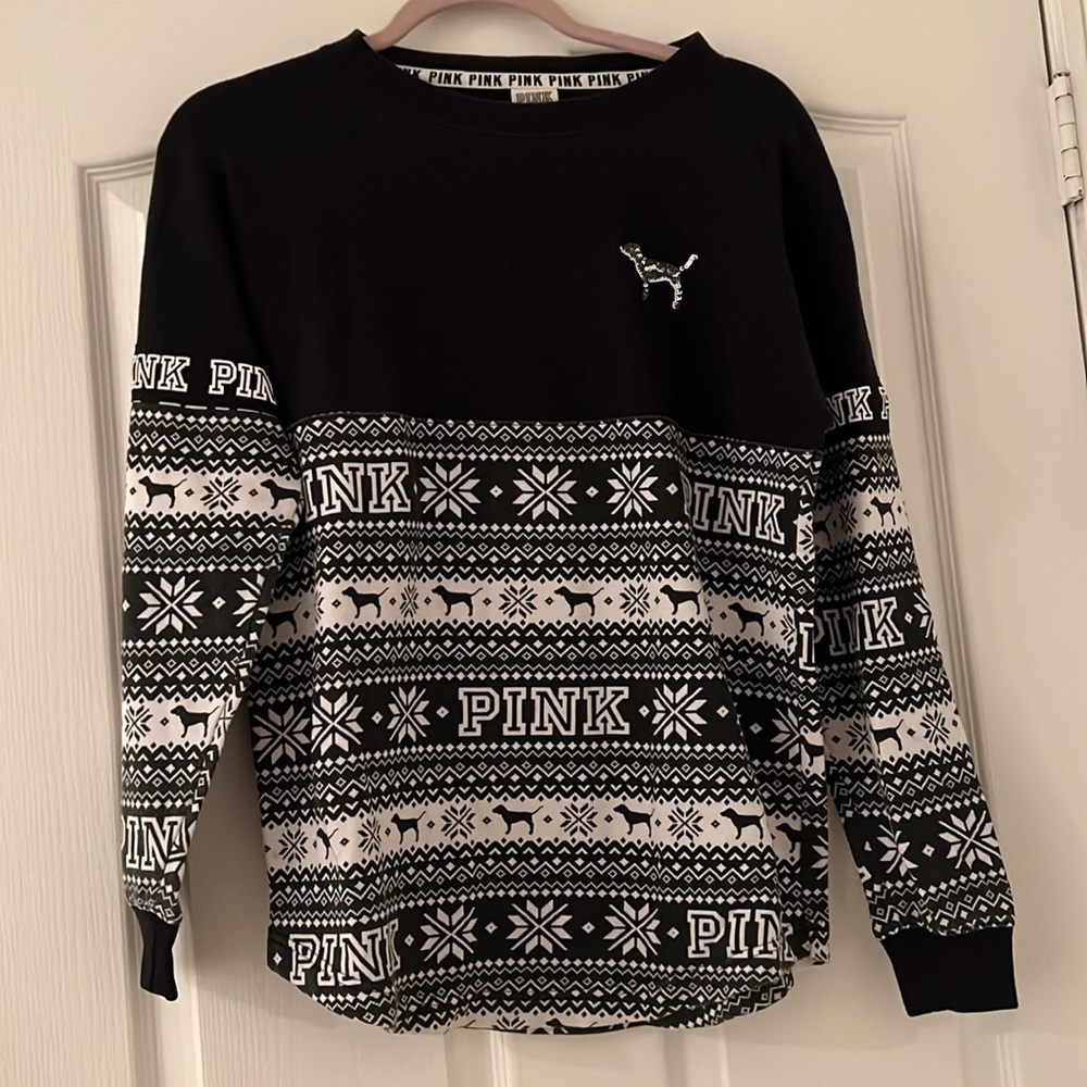 Pinks black and white sweater with sequence detailing